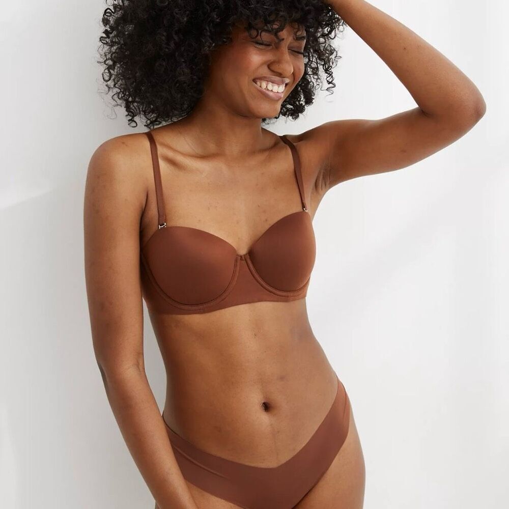 Aerie Women's Strapless Bra 38D Brown Multiway Adjustable Straps